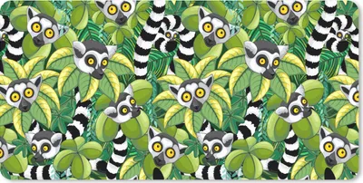 Produktbild von MuchoWow® Schreibtischunterlage Muster - Dschungel - Ringelschwanzlemur 80x40 cm - XXL Mauspad - Gaming Mauspad