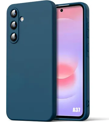 Image de Coque pour Samsung Galaxy A37 5G, Protection Silicone Liquide Ultra Slim Souple Mat Bleu Marine