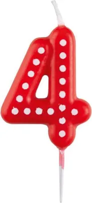 Produktbild von Geburtstagskerze 6,5 cm mit Punkten Zahl 4