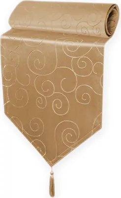 Produktbild von Tischläufer 40x140 cm Hellbraun Damast Ornamente klassisch Tischdecke Läufer spitz zulaufend