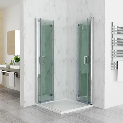 Produktbild von MIQU Duschkabine 100x80x197cm Eckeinstieg Falttür 180º Duschwand Duschabtrennung ESG Nano Glas