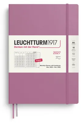 Obrázok produktu pre Plánovač na rok 2027 od spoločnosti LEUCHTTURM1917 s poznámkovým blokom, formát B5 - anglická verzia, farba: sivá (dust)