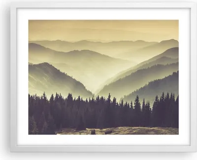 Produktbild von Gerahmtes Poster - Weißer Rahmen - Berge Wald Natur - 50x40 cm - Wand Bild - Wanddeko - Wandbilder - Kunstposter - Wandposter - Bilderrahmen - Bilder - Kunstdruck - Wandbild - P2WAA50x40-3820