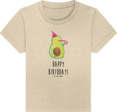 Produktbild von Mr. & Mrs. Panda Babyshirt Avocado Geburtstag 6. - 12. Monat - Natural Raw - Geschenk, T-Shirt Baby, Alles Gute,  Shirt, Kinder Top, Happy Birthday, Party, Feier