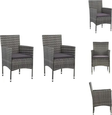 Produktbild von vidaXL Garten-Essstühle 2 Stk. Poly Rattan Grau -  Gartenstühle