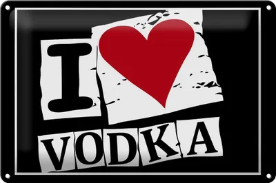 Produktbild von Blechschild  I Love  Vodka, 30x20 cm, Blechschilder Spruch  Alkohol, Spirituose