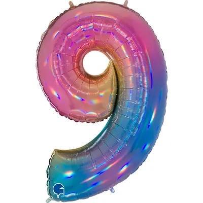 Produktbild von Riesenzahl Folienballon 40"/102cm | Regenbogen Zahl: 9