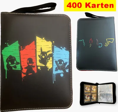Produktbild von Pokemon Sammelalbum Sammelkarten Album 400 Karten,Hefte Ordner Buch für Karten 4 Taschen 50 Seiten,Sammelkartenalben Weihnachten Sammelmappe
