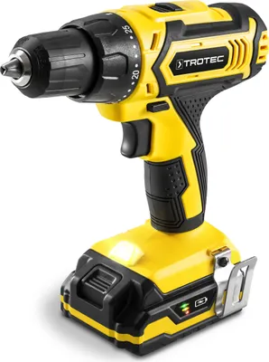 Produktbild von TROTEC Akku-Bohrschrauber PSCS 11-20V Lithium-Ionen-Akku (2,0 Ah, 2 Gang, 35 Nm, 25+1 Drehmomentstufen, LED-Arbeitsleuchte, 3-stufige Akku-Kapazitätsanzeige) inkl. Schnell-Ladegerät