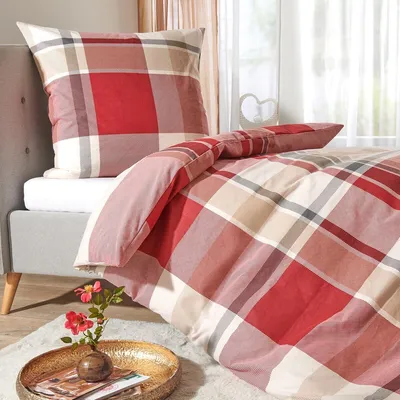 Produktbild von Traumschlaf Flanell Bettwäsche Lech rot 135x200 cm + 80x80 cm