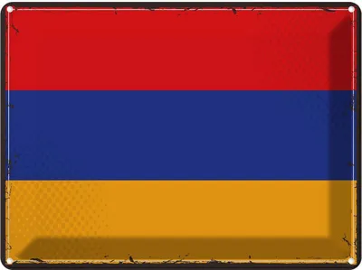 Produktbild von vianmo Blechschild 30x40 cm Armenien Retro Armenia Flagge Fahne Wappen