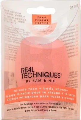 Zdjęcie produktu dla Real Techniques Miracle Face + Body Sponge, Zaokrąglony, Pomarańczowy, Lateks, 1 szt.