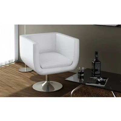 Image de Fauteuil "Joachimsthal" en similicuir blanc. Dimensions (L/L/H) 63x59x75 cm