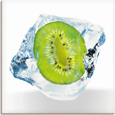 Produktbild von ARTland Leinwandbild Kiwi im Eiswürfel Größe: 50x50 cm
