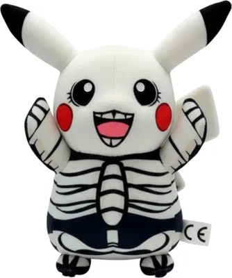 A plush toy of a skeleton Pikachu.
