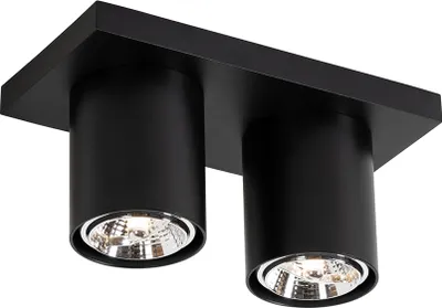 Produktbild von QAZQA - Modern Moderner Deckenstrahler schwarz 2-flammig-flammig - Tubo I Wohnzimmer I Schlafzimmer - Aluminium Länglich - LED geeignet GU10