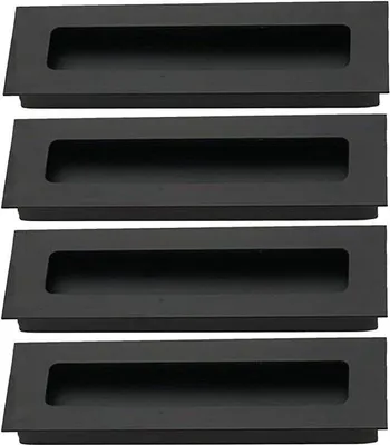 Produktbild von Famanu Einbau Flush Türgriff Set 4 Stück - Aluminium, modern, schwarz