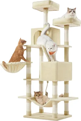 Produktbild von Kratzbaum für Katzen – Aktivitätsturm – Kletterbaum – 13 Kratzbäume – 168 cm – 55 x 45 x 168 cm