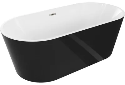 Obrázek produktu pro Mexen Luna volně stojící vana 140 x 75 cm, bílá/černá, přepad kartáčovaný nikl - 52031407575-97