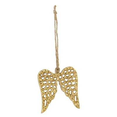 Produktbild von Weihnachtsdeko Engelsflügel Anhänger Goldfarben 6,5 cm - Aluminium
