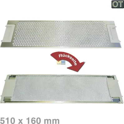 Produktbild von Metallgitterfilter Fettfilter rechteckig Metall 510x160mm Dunstabzugshaube Original Electrolux AEG 50263849007 mit beidseitiger Entriegelung 710D-M 710D-B
