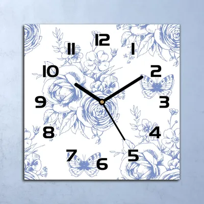 Produktbild von Wanduhr Echt-Glas-Küchenuhr Schmetterlinge Weiß Quarz 30x30 Deko Bilder