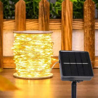 Solar-Lichterkette 12 m, 240 LEDs, warmweiß, 8 Modi