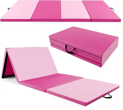 Produktbild von 300 x 117 x 5 cm Weichbodenmatte aus Kunstleder mit Kletterverschluss & Tragegriffen Rosa