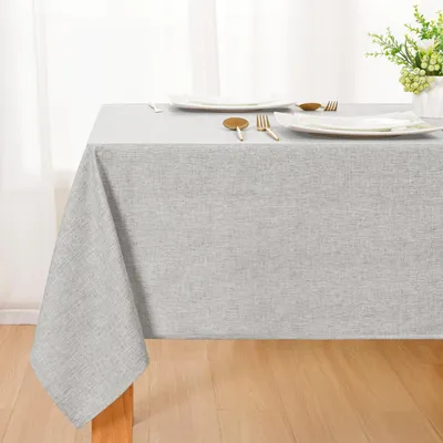 Produktbild von Tischdecke Abwaschbar Leinenoptik Hellgrau 140x240cm Polyester