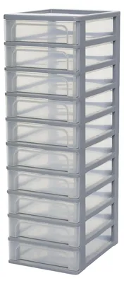 Imagen del producto de Iris Ohyama, organizador de cajones, 10 cajones, color gris, modelo OCH-2100