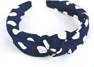 Produktbild von Haarreifen gepunktet Breit Haarreif Schleife Knoten Haarspange Bandana Turban Dunkelblau