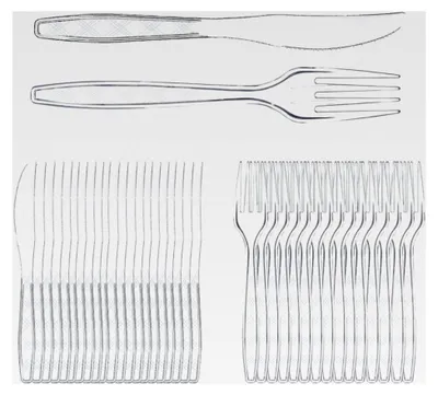 Produktbild von Wiederverwendbares Gabel- und Messer-Set, Mehrweg-Besteck, Partygeschirr, nachhaltig