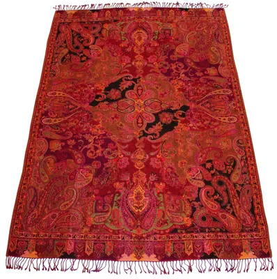 Wolldecke mit Paisley-Muster, 150x200 cm, 100% Wolle, rot