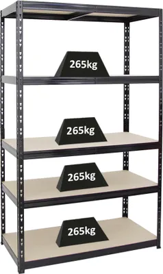 Produktbild von Schwerlastregal Giant Tiger | HxBxT 200x120x60 cm |  Fachlast 265kg | 5-Ebenen | Schwarz