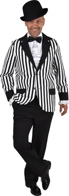 Produktbild von M207220-XXL schwarz-weiß Herren Streifen Sakko Charleston Jacke Gr.XXL=62