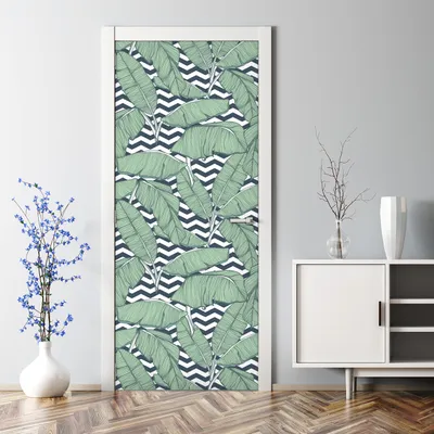 Produktbild von Dekorative Türposter Klebefolie selbstklebend Wandaufkleber Tropische Blätter 77 x 200 cm