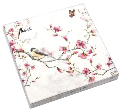Servietten Bird & Blossom 33 cm, 3-lagig, 20 Stück