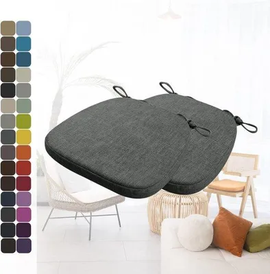 Produktbild von Famanu Sitzkissen Set 2 Stück - Komfortabel, waschbar, rutschfest, dunkelgrau, 40 x 38 x 5 cm