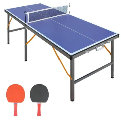 Productafbeelding van Tafeltennistafel, opvouwbaar design, inclusief rackets en ballen, blauw
