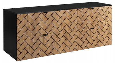 Zdjęcie produktu dla Szafka Łazienkowa Wisząca Pod Umywalkę Nablatową Rensan 160X46Cm Czarny Dąb