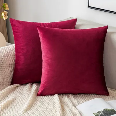 Produktbild von MODFU Kissenbezüge 2er Set Kissenbezug SetKissenhülle 45x45 cm Kopfkissenbezug Kissen Bezug Weich Rotwein