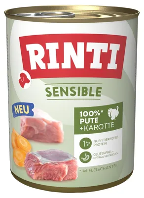 Produktbild von Rinti Sensible mit Pute & Karotte 800 g - 6 Stück