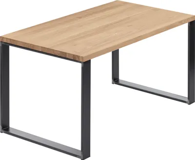 Produktbild von LAMO Manufaktur Esstisch Küchentisch Schreibtisch Couchtisch aus Massivholz, 100x80x76 cm (AxBxH), Modern, Natur / Rohstahl mit Klarlack, LUG-01-A-002-0000M