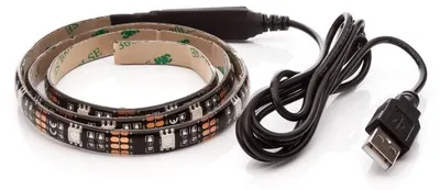 Produktbild von OPTY LED-Streifen 70cm, für USB, 21 LEDs, Schalter, 20 Farben, selbstklebend