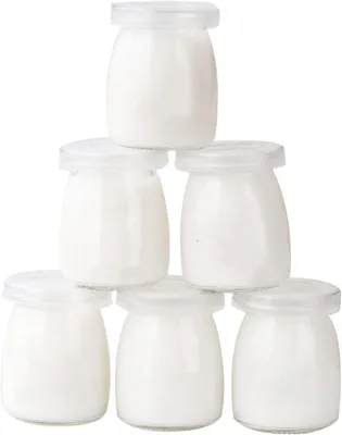 Productafbeelding van Yoghurtglas Puddingglas Dessertglas - Glas - 150 ml - Set van 6 - Met deksel
