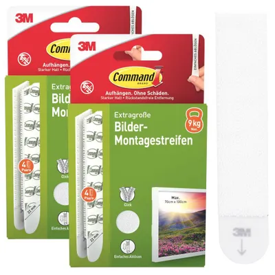 Produktbild von Command™ Bilder-Montage-Strips  Weiß, XL, 8 Paare, Selbstklebend ohne Bohren