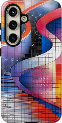 Produktbild von Farbenfrohes abstraktes Geometrie-Design – Hülle Kompatibel mit Samsung Galaxy S24