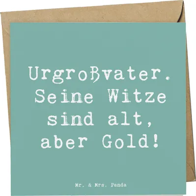 Produktbild von Mr. & Mrs. Panda Grußkarte Spruch Urgroßvater Witze - Meeresbrise - Geschenk, Geschichten, Erbe, faltkarte, Glückwunschkarte, Klappkarte, Humor, doppelkarte, Liebe, Ahnen