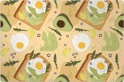 Produktbild von Küchenmatte 100x150 cm Vinylmatte Bodenmatte Dekoration -Brot Ei Rucola und Avocado