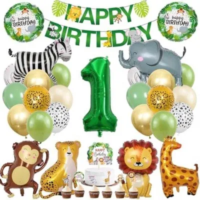 Image de Lot de 41 ballons sur le thème de la jungle - Décoration de fête